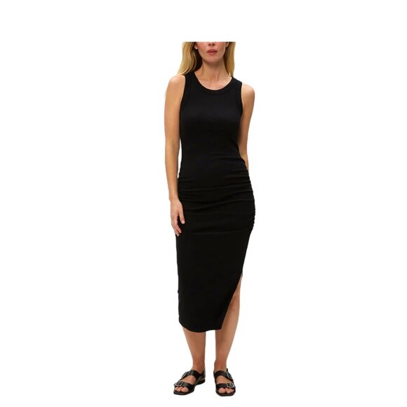 Michael Stars Wren Ribbed Midi Dress Black Size 1X Minimalist Summer Beach Cute - Picture 1 of 15